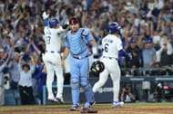 Dodgers Phillies in game four of the NLDS. - Source: Getty