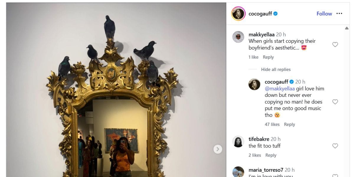 A still taken from Gauff&#039;s Instagram post. Source: Instagram@cocogauff