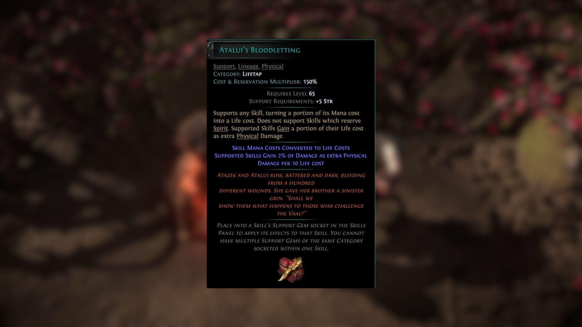 Atalui&#039;s Bloodletting gets the nerf hammer in patch 0.4 (Image via poe2wiki || GGG)