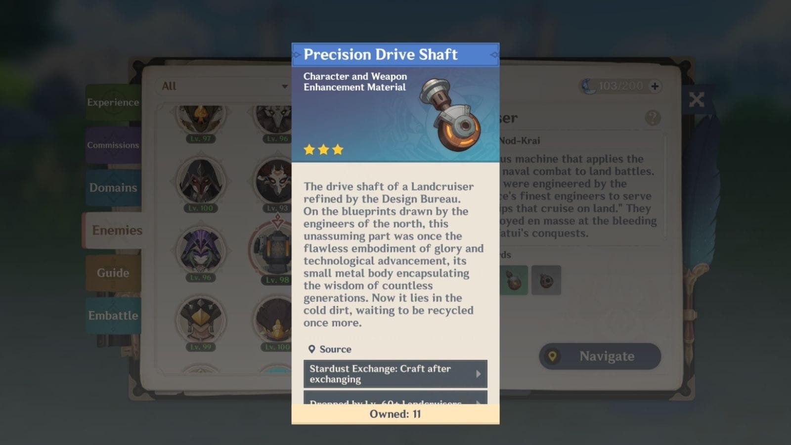 Precision Drive Shaft enemy drops (Image via HoYoverse)