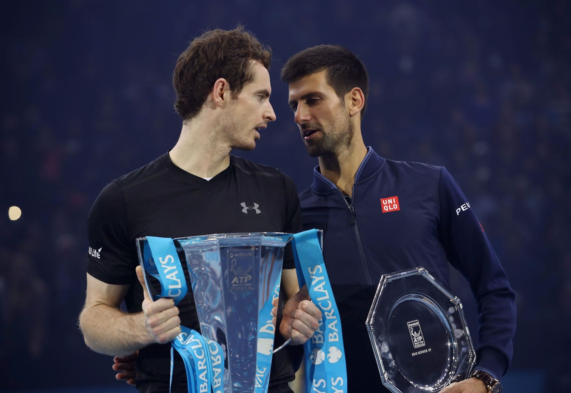 Murray and Djokovic at the Barclays ATP World Tour Finals - Source: Getty