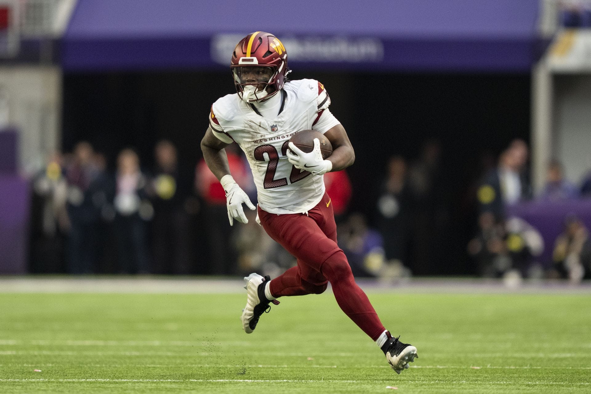 Jacory Croskey-Merritt at Washington Commanders v Minnesota Vikings - NFL 2025 - Source: Getty