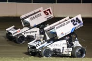 Kyle Larson (57) and Rico Abreu (24) in the 2023 High Limit Series race at Bridgeport Motorsports Park. Source: Getty