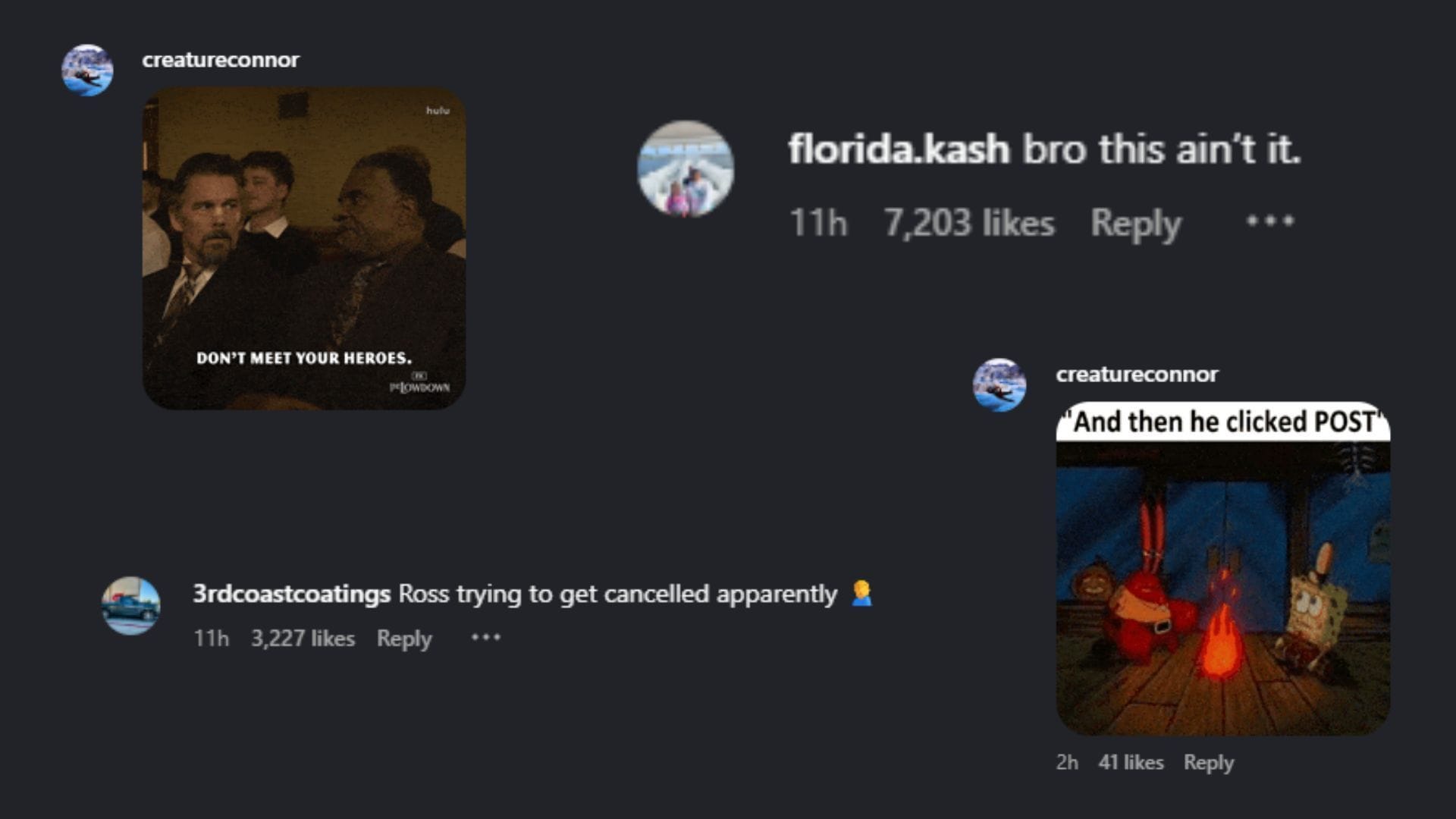 More reactions to RossCreation's opossum launcher (Images via @creationsross/Instagram)