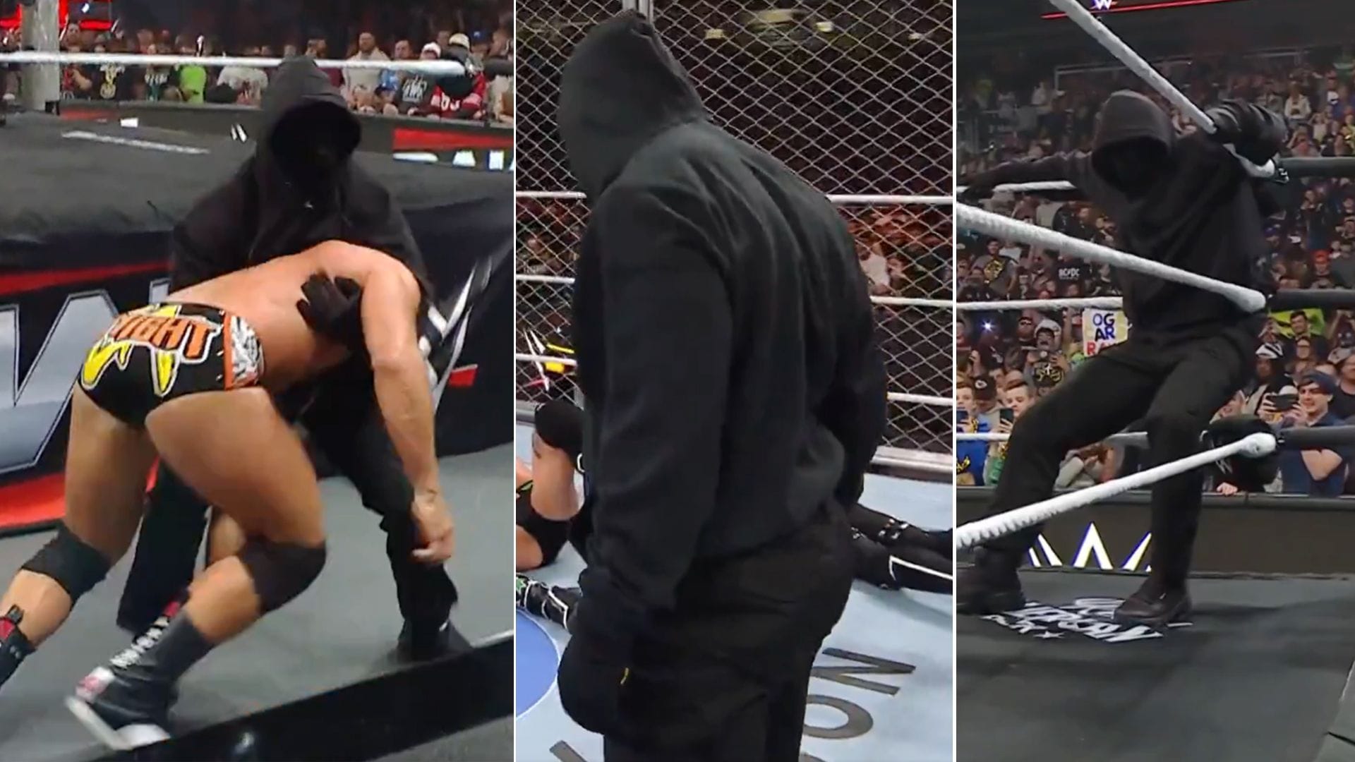 There are three times when mystery man appeared in WWE so far. [Image credits: WWE on X]