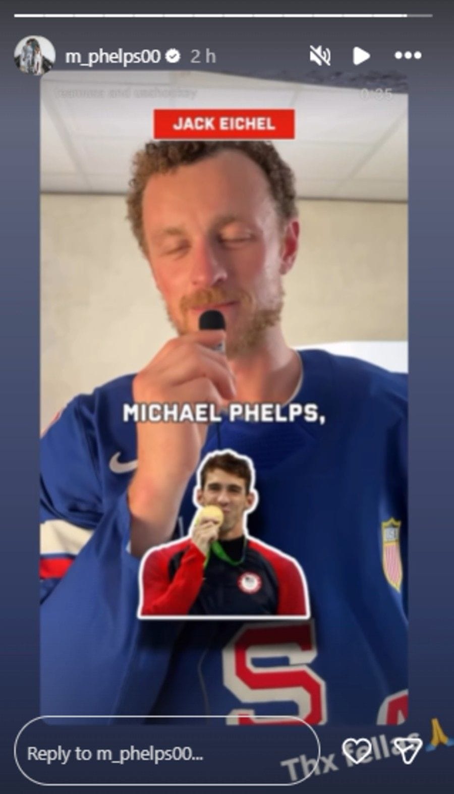 Screenshot of Phelps' Instagram story.