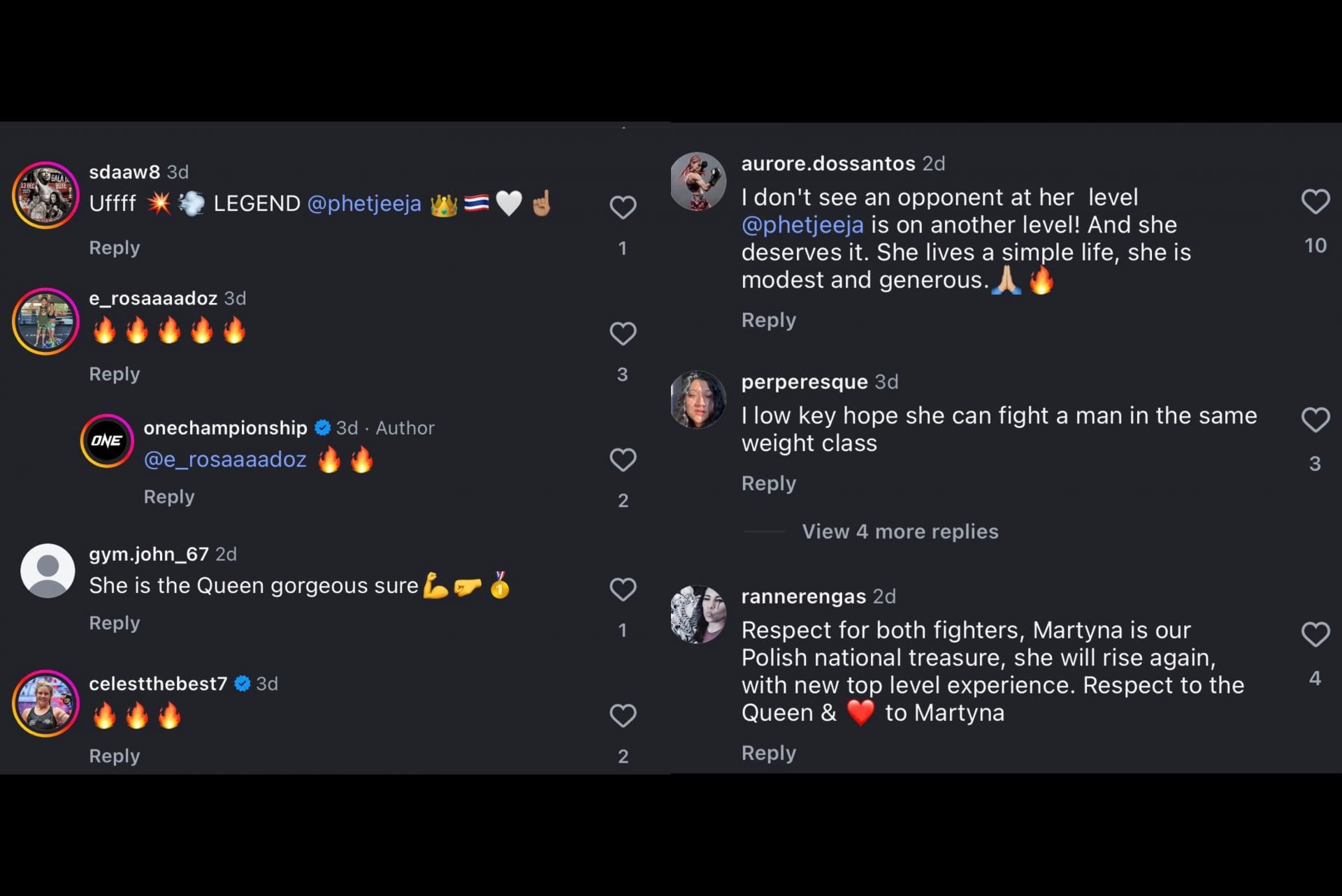 Screenshots from the original post [Instagram @onechampionship]