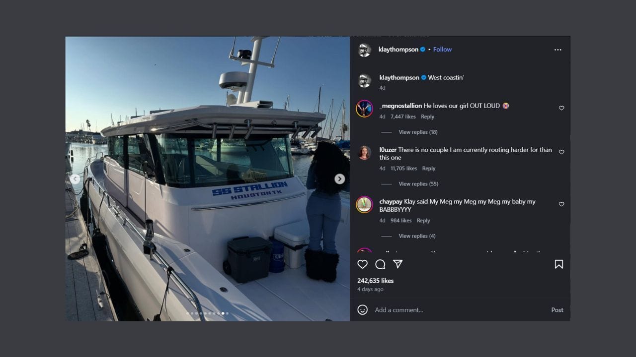 Klay Thompson names his boat after Megan Thee Stallion. (Credits: @theestallion/IG)