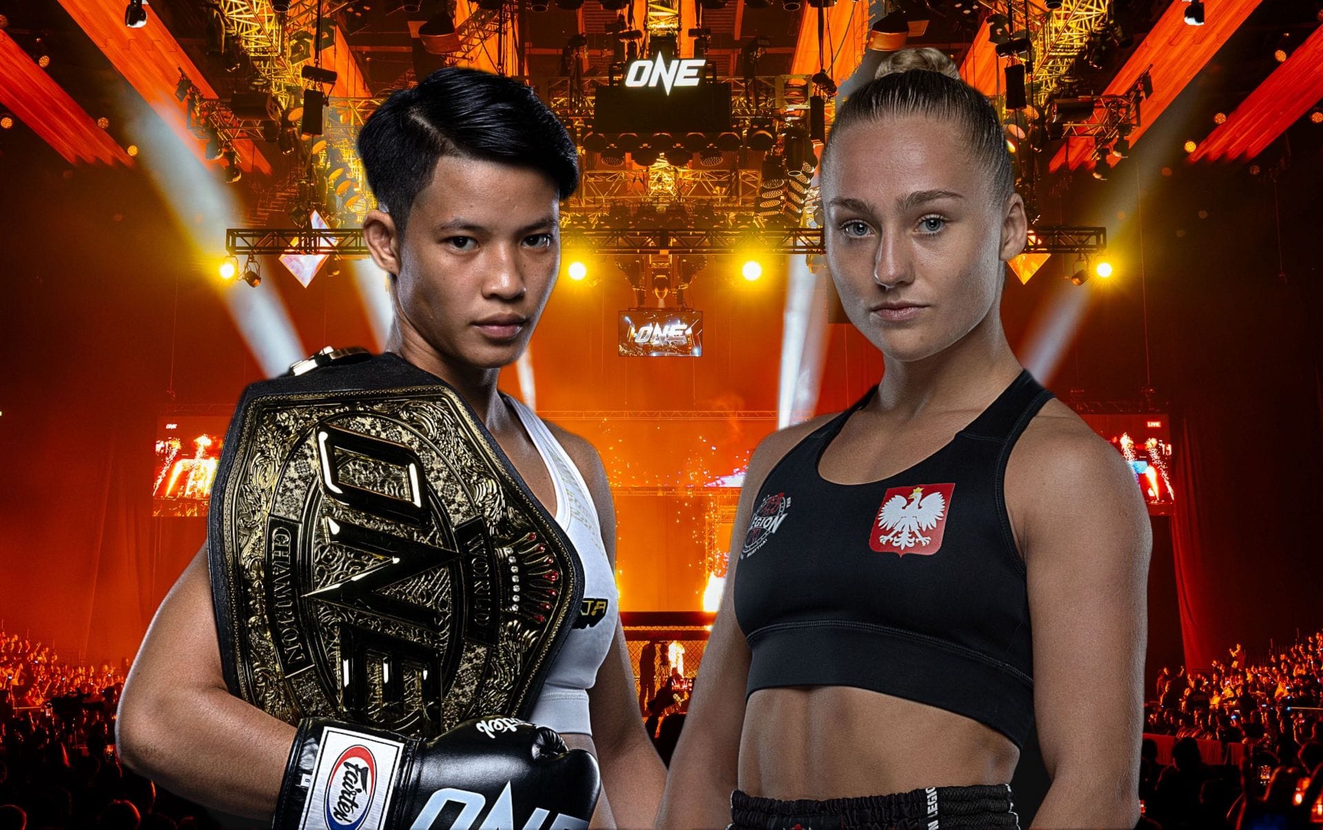 (From left) Phetjeeja and Martyna Dominczak collide in atomweight Muay Thai action at ONE Fight Night 38. [Images: ONE Championship]