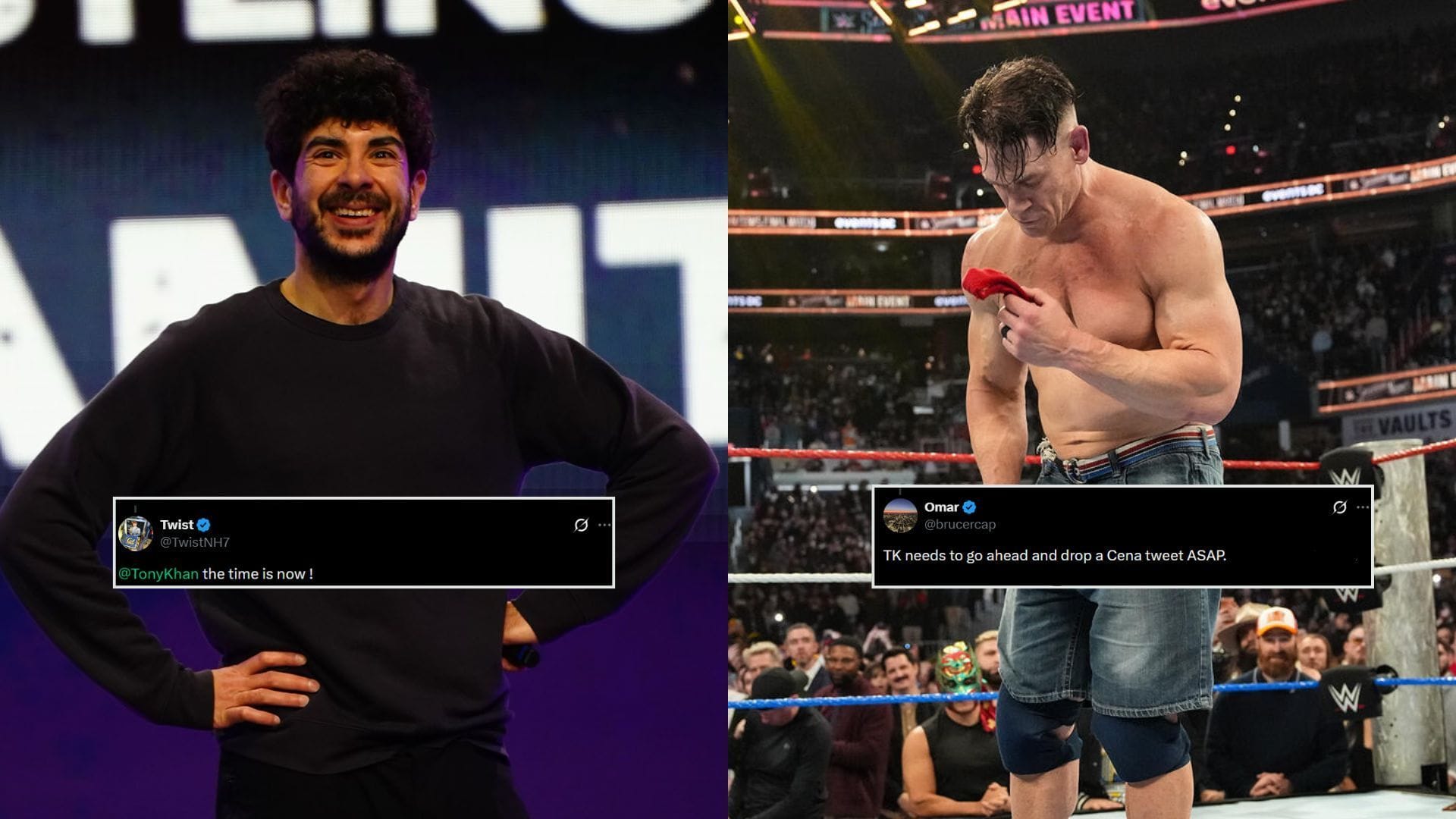 "Tony Khan the time is now, "Drop a Cena tweet ASAP" - Fans erupt after AEW chants break out after John Cena's retirement