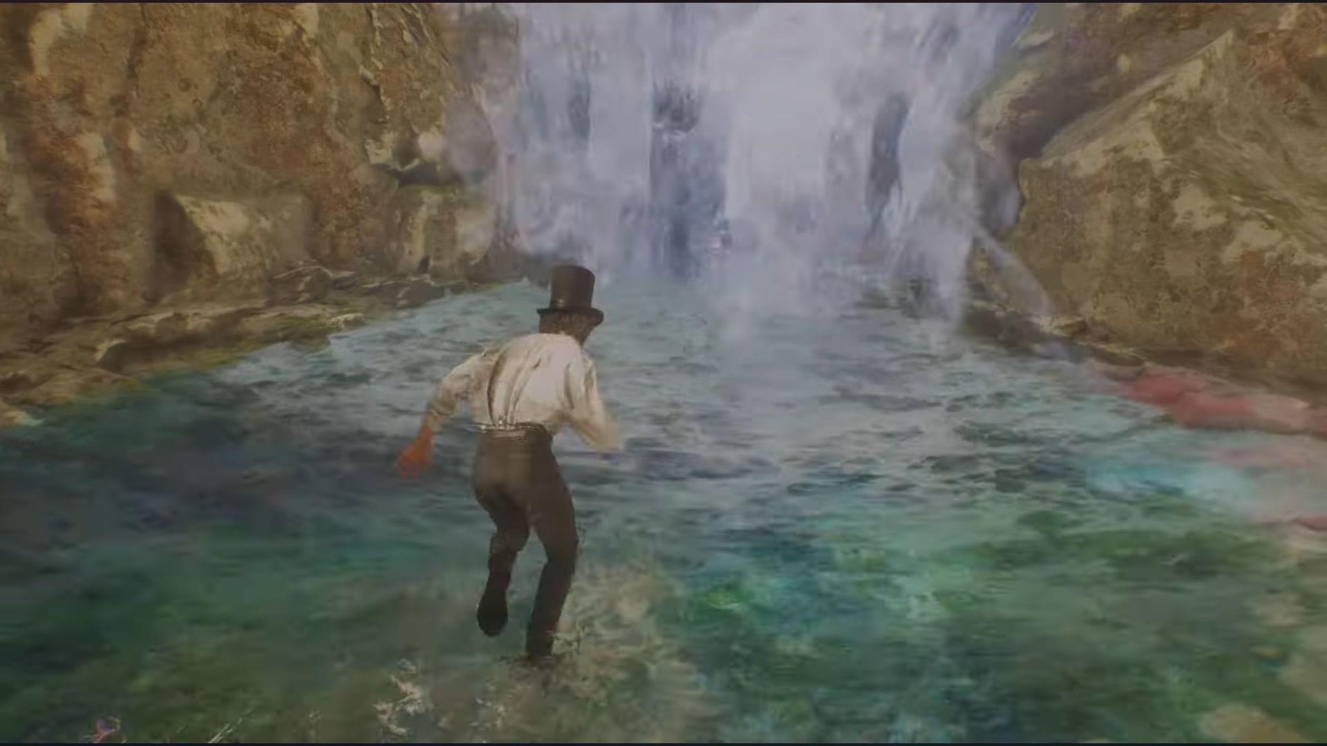 Push through the waterfall to reach Toy Boat in Clair Obscur Expedition 33 (Image via Sandfall Interactive || YouTube/@zacksiva7457)