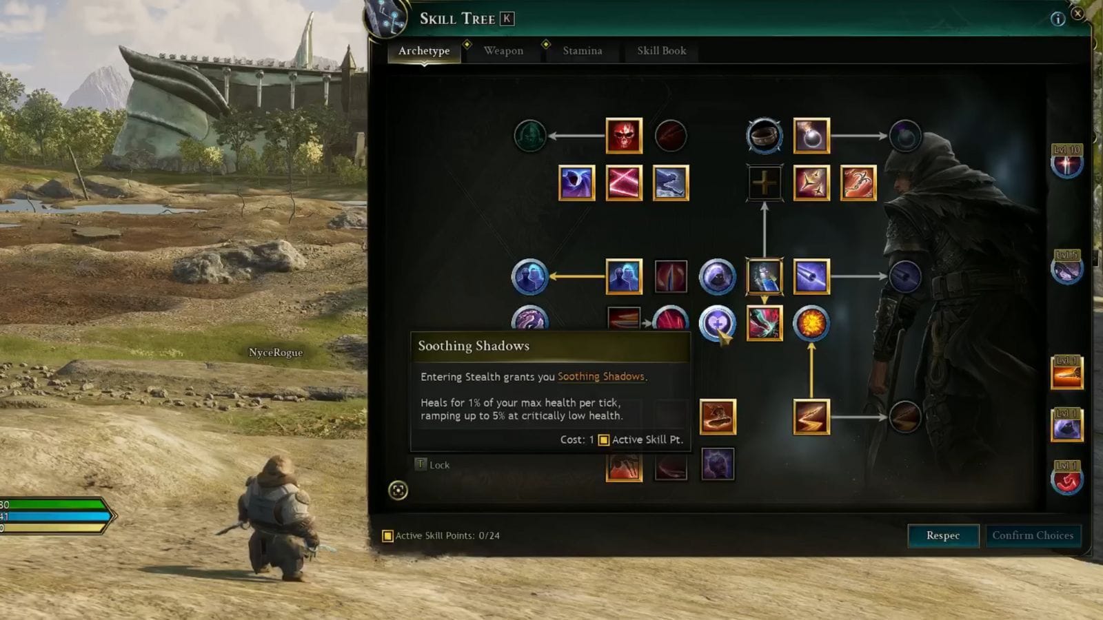 Here are some potential skills for Rogue that you can upgrade (Image via Intrepid Studios || YouTube@Nyce Gaming)