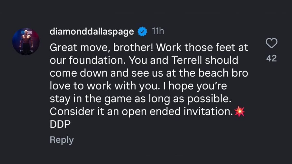 DDP&#039;s comment (Image via Dustin Rhodes&#039; Instagram)