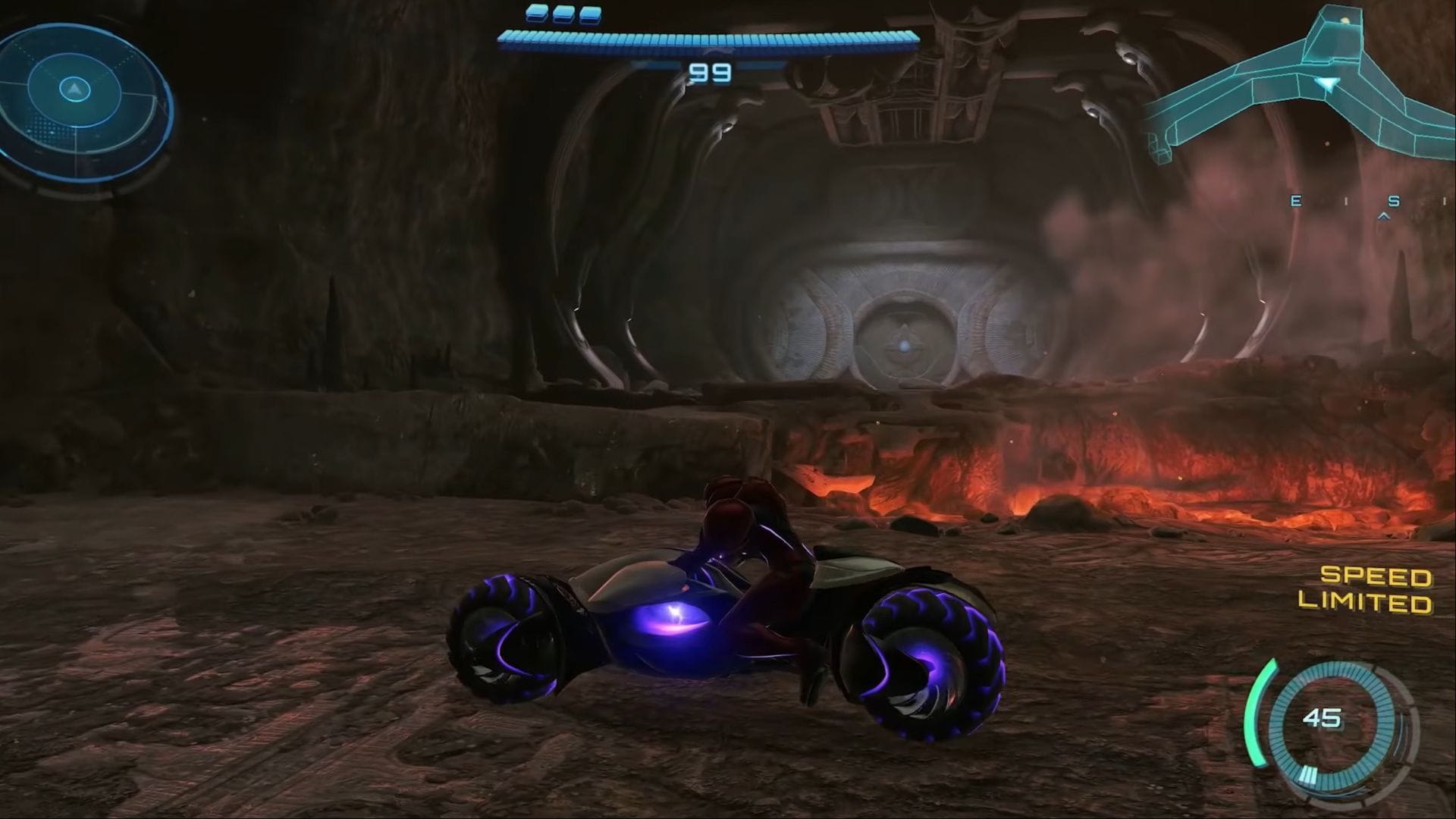 This door in the Flame Pool area leads to the Fire Shot upgrade in Metroid Prime 4 Beyond (Image via Nintendo/YouTube: @BearBear)