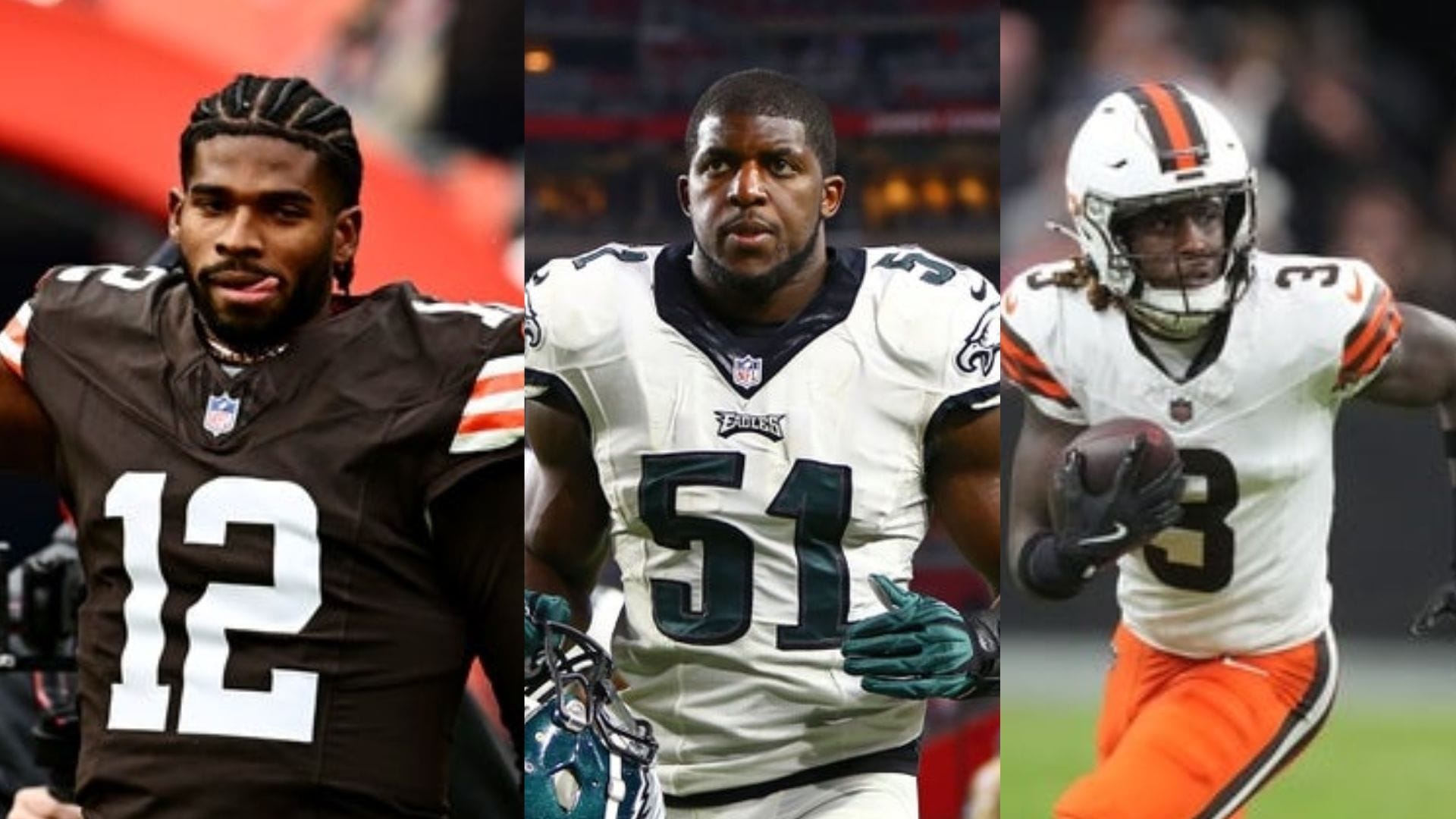 Shedeur Sanders, Emmanuel Acho and Jerry Jeudy (Source: Imagn)