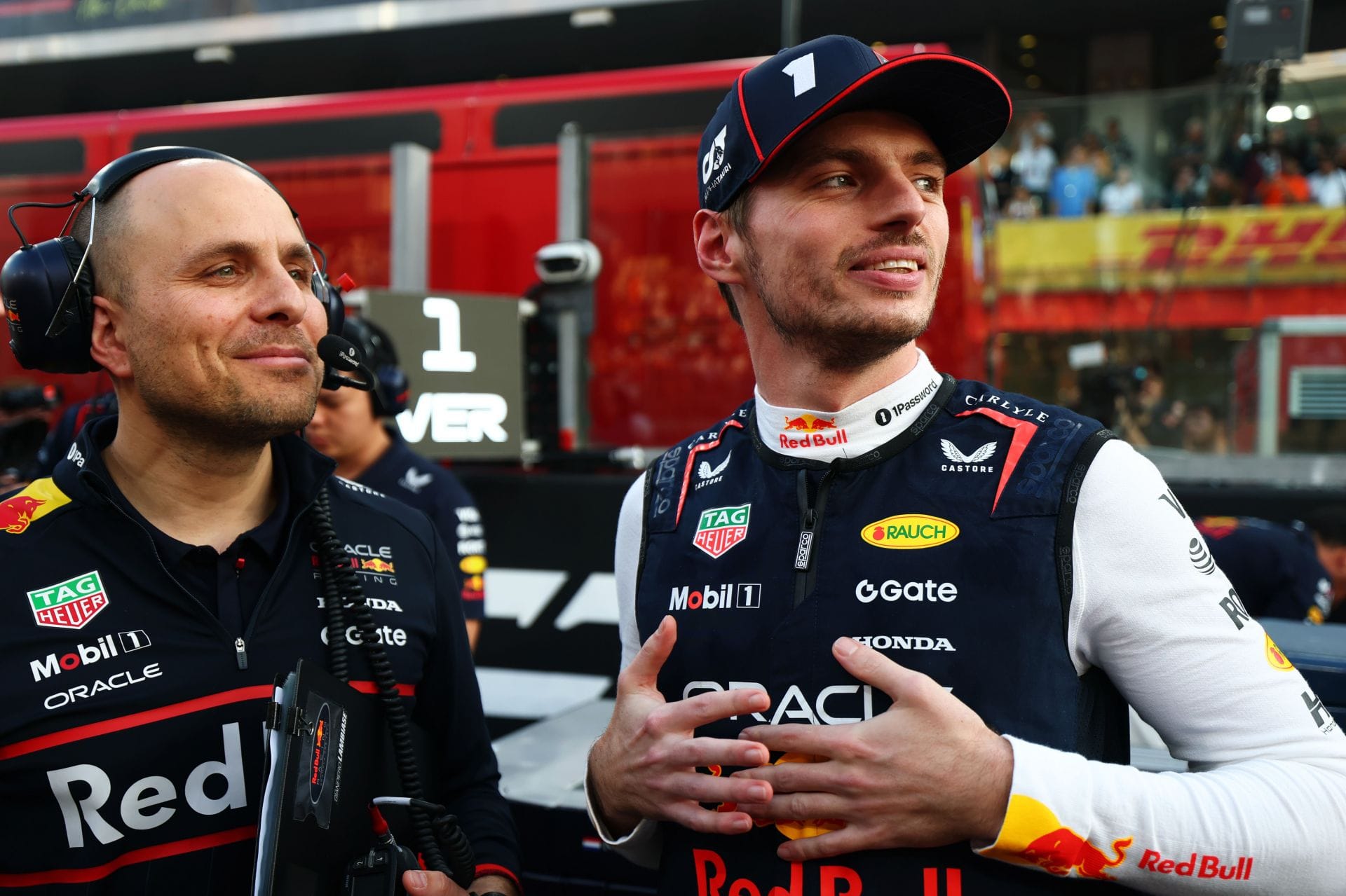 Max Verstappen with Gianpiero Lambiase at the Abu Dhabi Grand Prix - Source: Getty