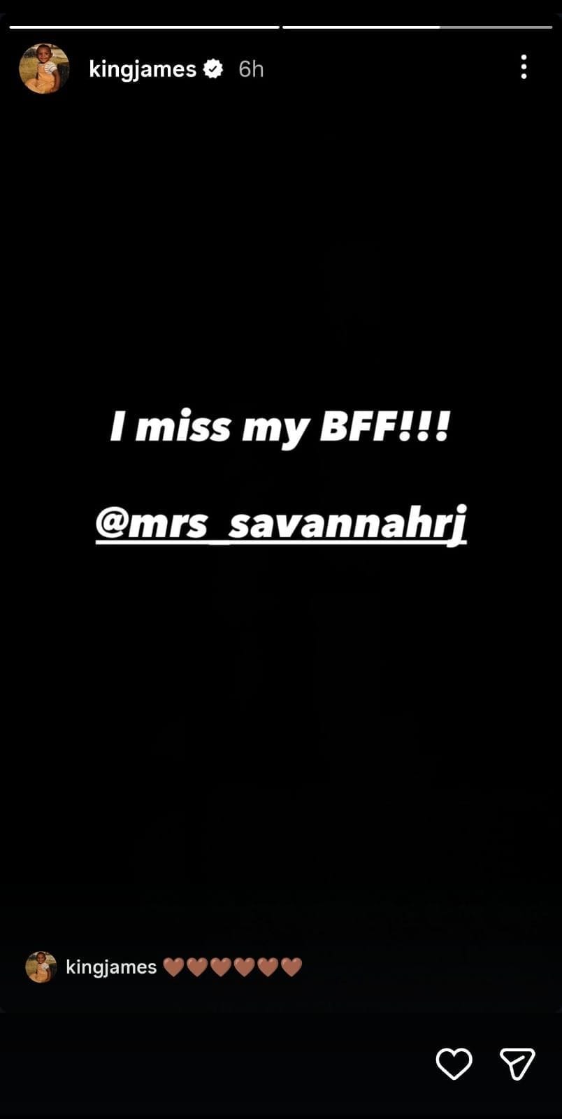 LeBron James Instagram story