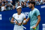Emma Raducanu (left) and Carlos Alcaraz (right) at the 2025 US Open (Source: Getty)