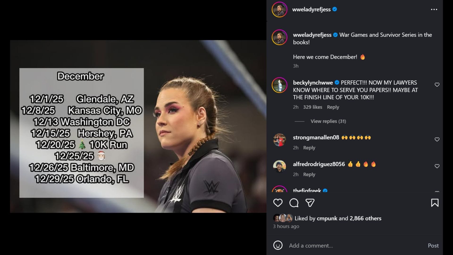 A Screenshot of Jessika Carr&#039;s post [Image via @wweladyrefjess on Instagram]