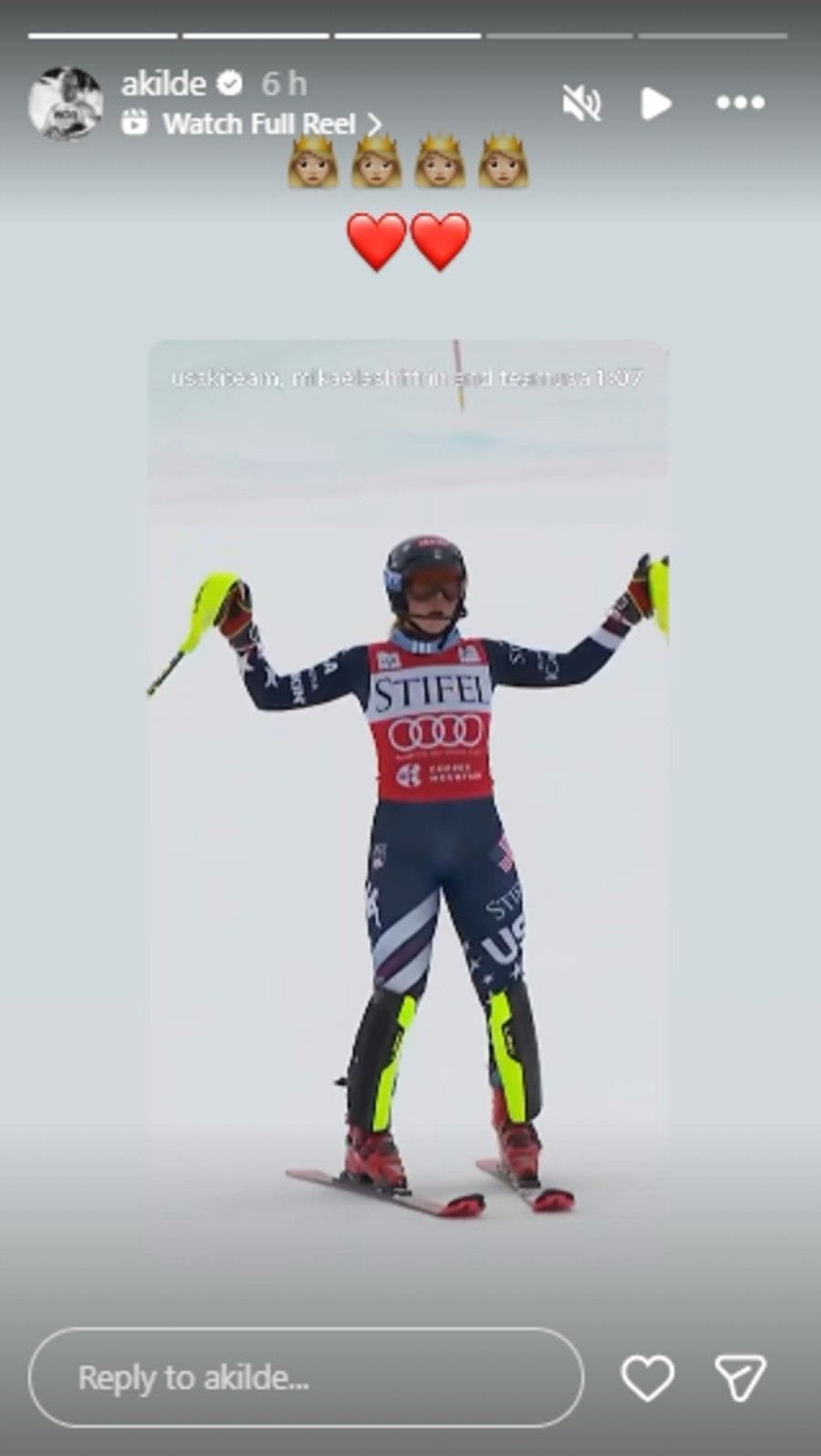 Ảnh chụp màn hình câu chuyện trên Instagram của Kilde.