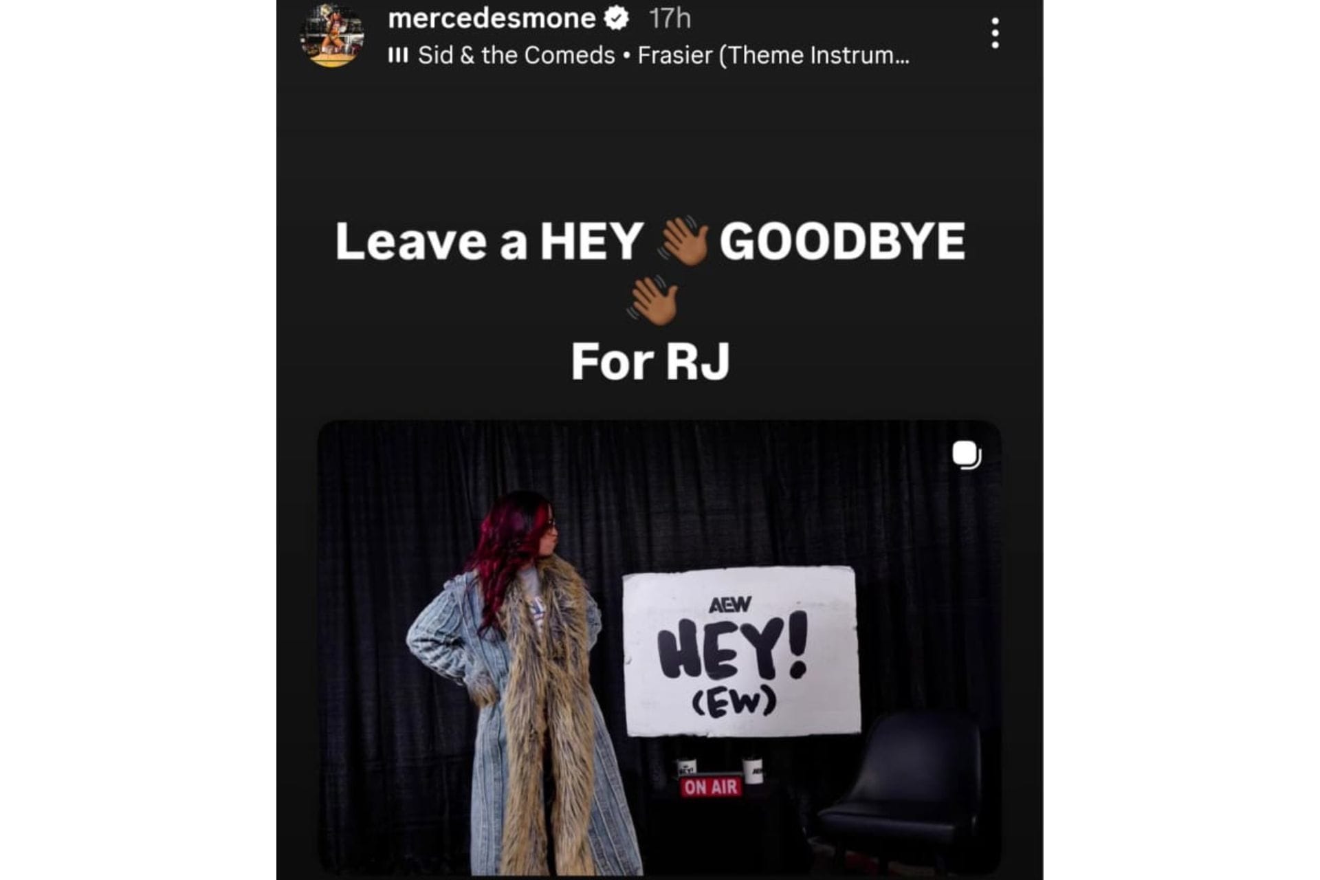 Mercedes&#039; recent Instagram story mocking RJ City for his show officially ending