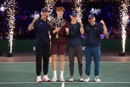 Jannik Sinner with his coaching team at the Paris Masters 2025. (Photo: Getty)