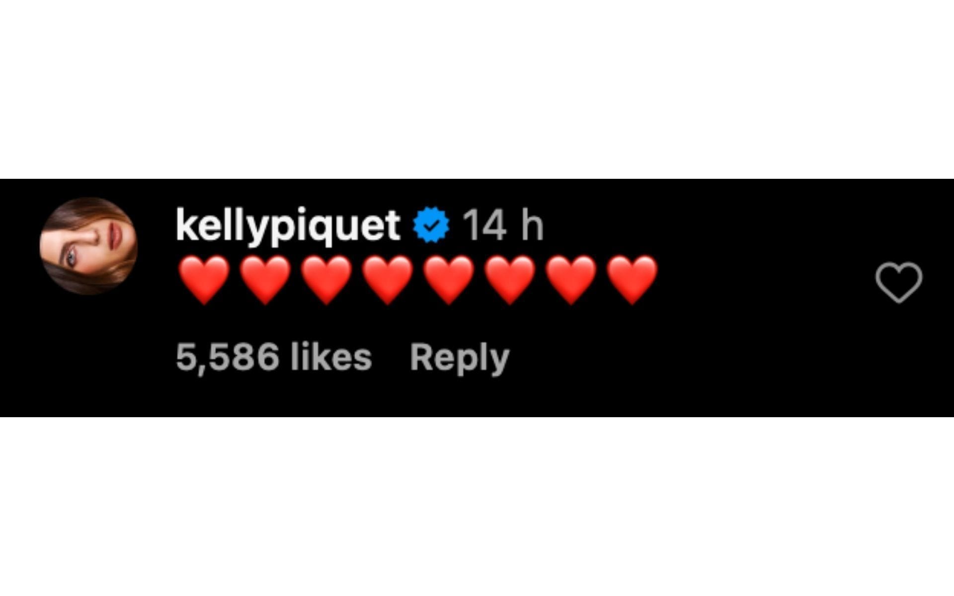 Kelly Piquet&#039;s comment on Verstappen&#039;s Instagram post | Source: Instagram
