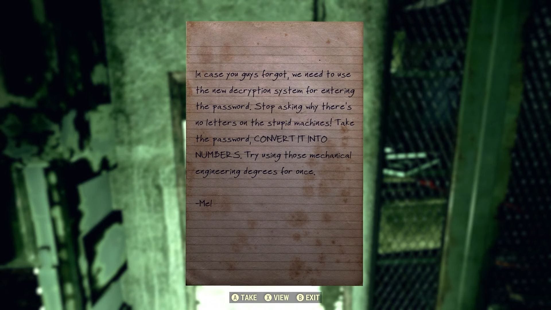 Password to the lab room (Image via ZOS || YouTube/JiMacSteelGaming)