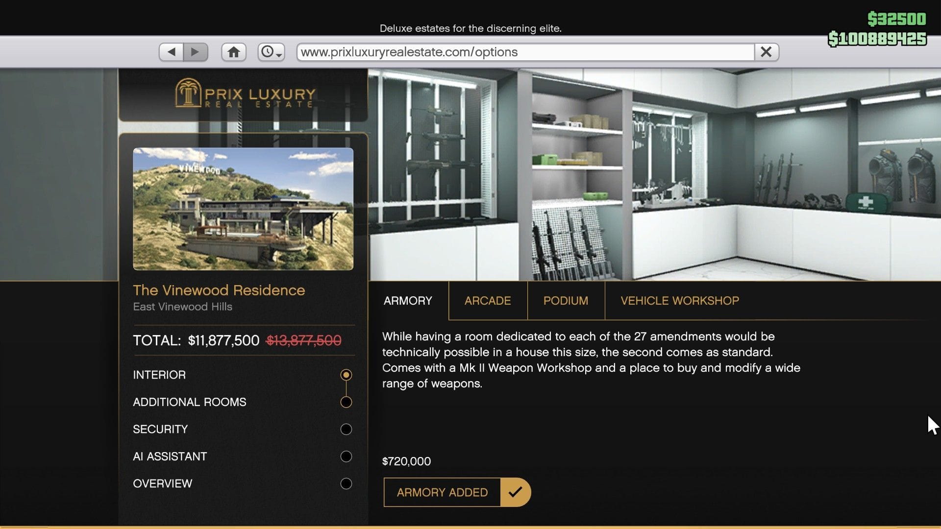 Armory in GTA Online A Safehouse in the Hills DLC (Image via Rockstar Games)