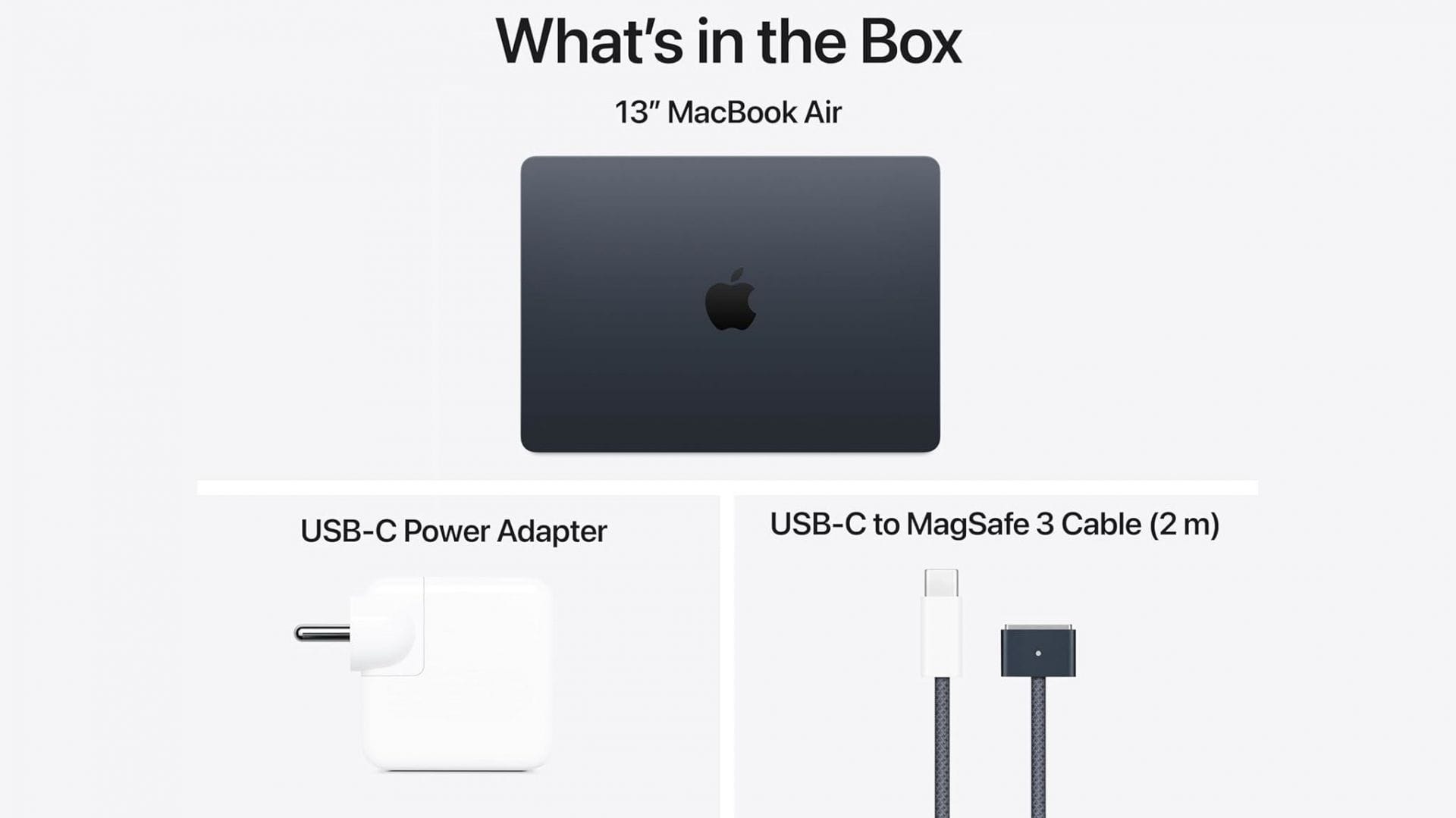 The contents of the Apple MacBook Air&#039;s box (Image via Apple)