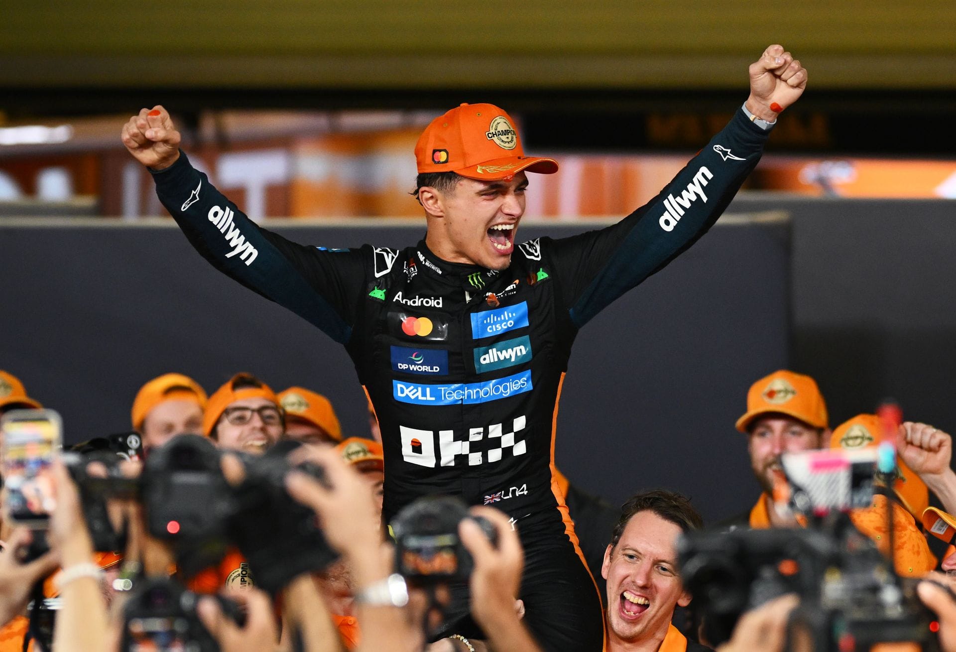 Lando Norris after securing the drivers&#039; title at the Abu Dhabi Grand Prix - Source: Getty