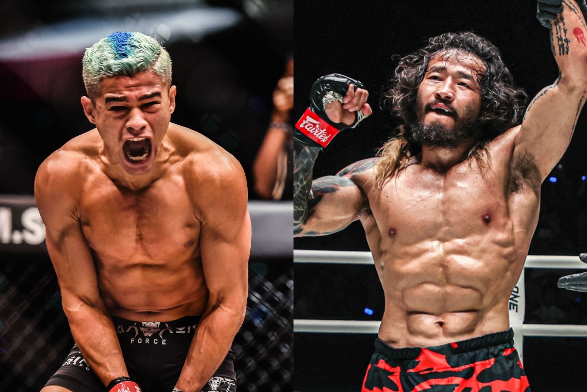 Fabricio Andrade (left) defends his bantamweight MMA world title against Enkh-Orgil Baatarkhuu (right). [Images: ONE Championship]