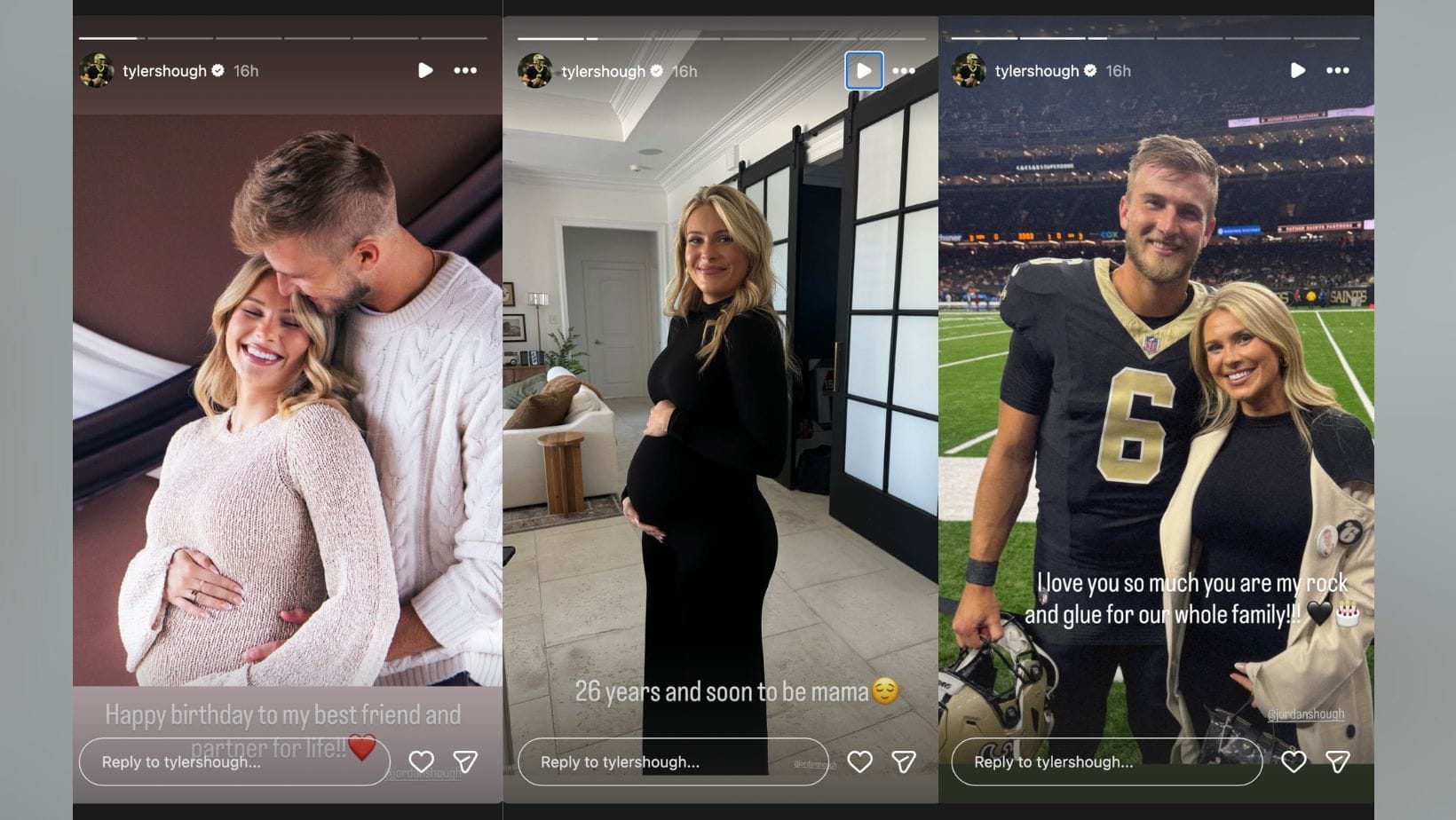 Tyler Shough posts unseen 1st pregnancy picture of wife Jordan in emotional 26th birthday tribute (Image Credit: Shough/IG)