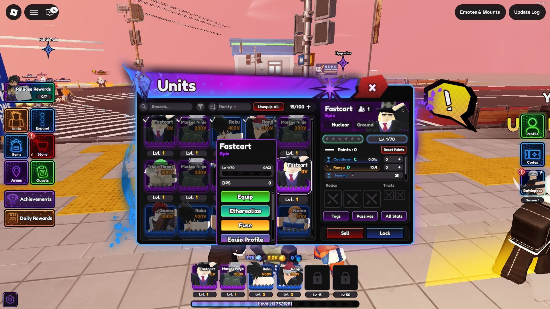 Fastcart is the only Farm unit in the game (Image via Roblox)