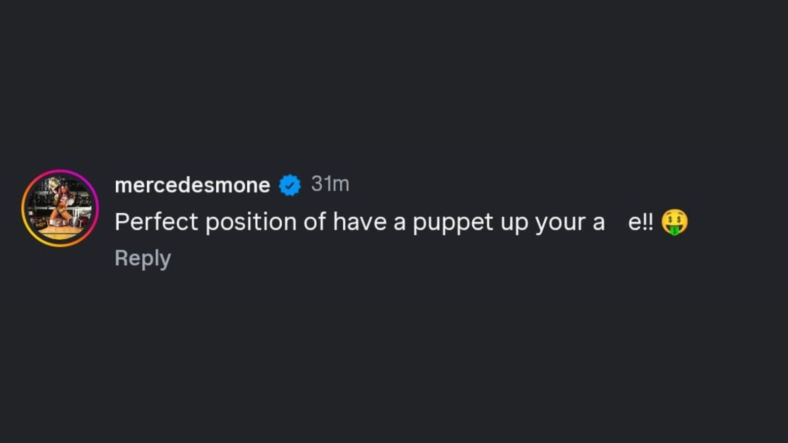 Mone&#039;s comment [Image via Harley Cameron&#039;s Instagram]