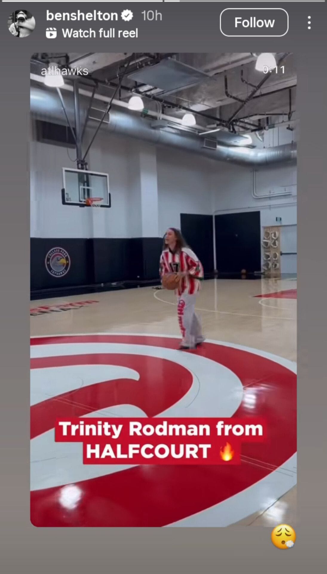 A screenshot of Ben Shelton&#039;s Instagram story