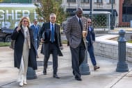 Curtis Polk (C) and Michael Jordan (R) at the Charlotte Federal court. Source: Getty