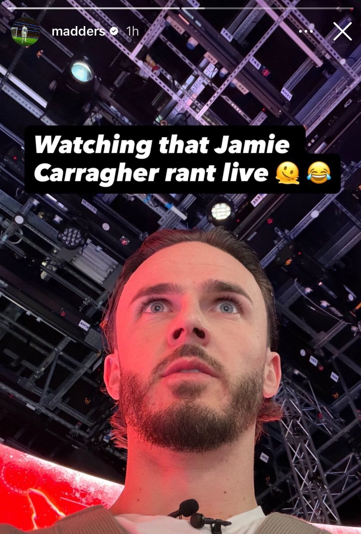 James Maddison posted this on Instagram during Jamie Carragher&#039;s rant