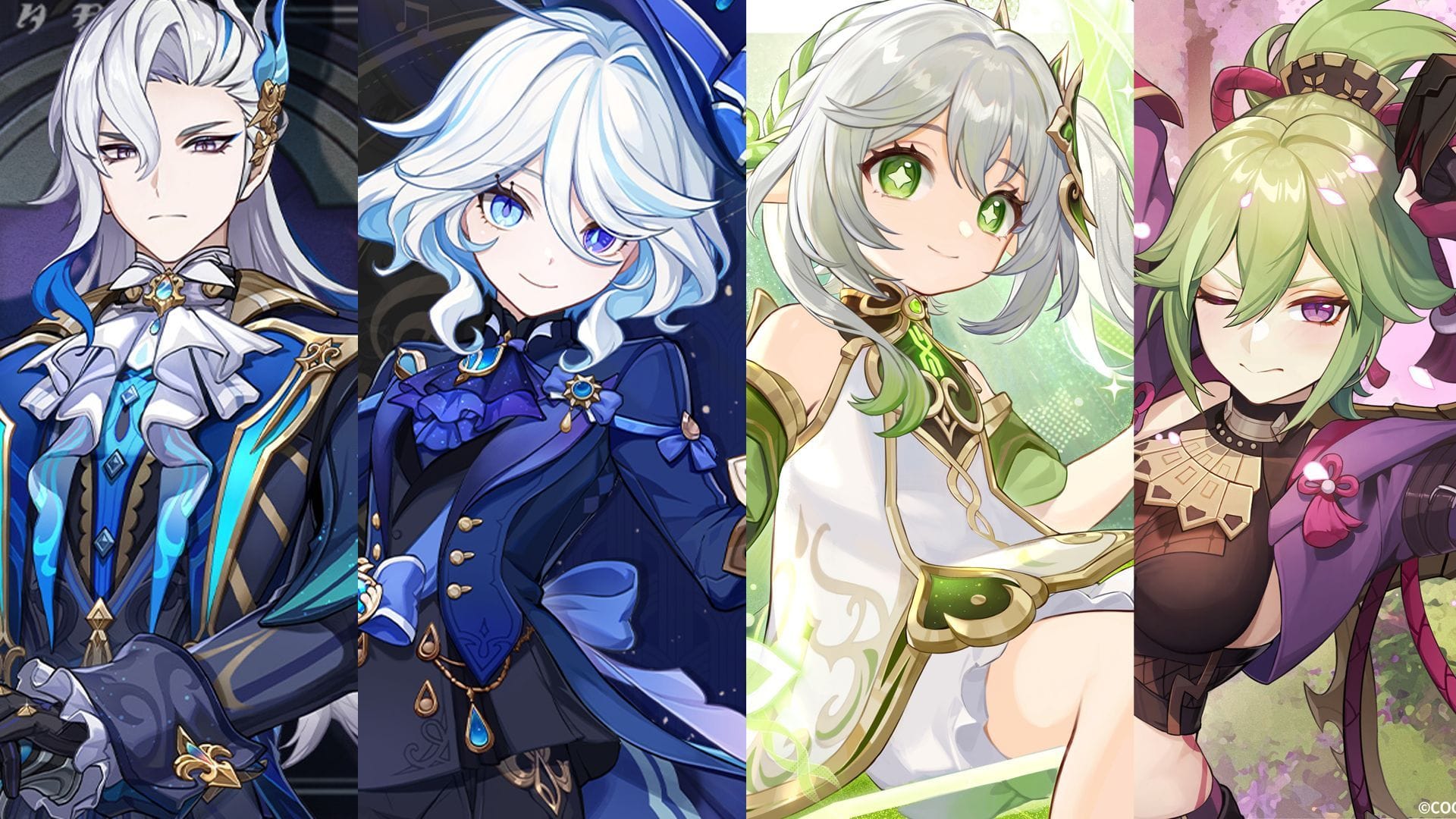 Neuvillette, Furina, Nahida, Kuki Shinobu (Image via Sportskeeda Gaming/ HoYoverse)