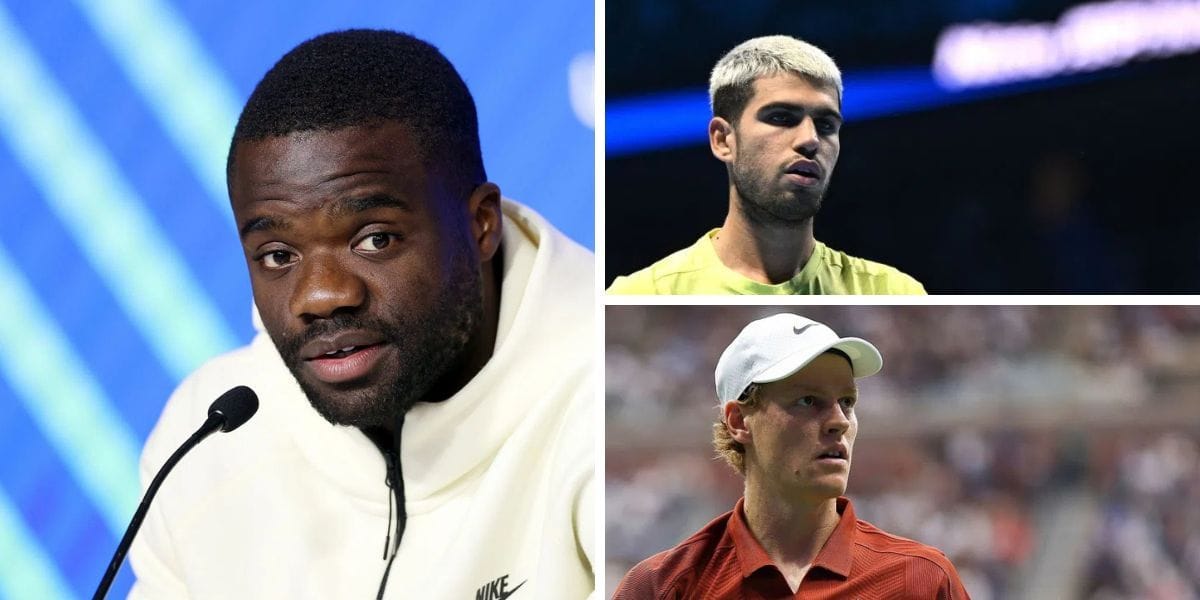 Frances Tiafoe (left), Carlos Alcaraz (top right), Jannik Sinner (bottom right), Sources: Getty
