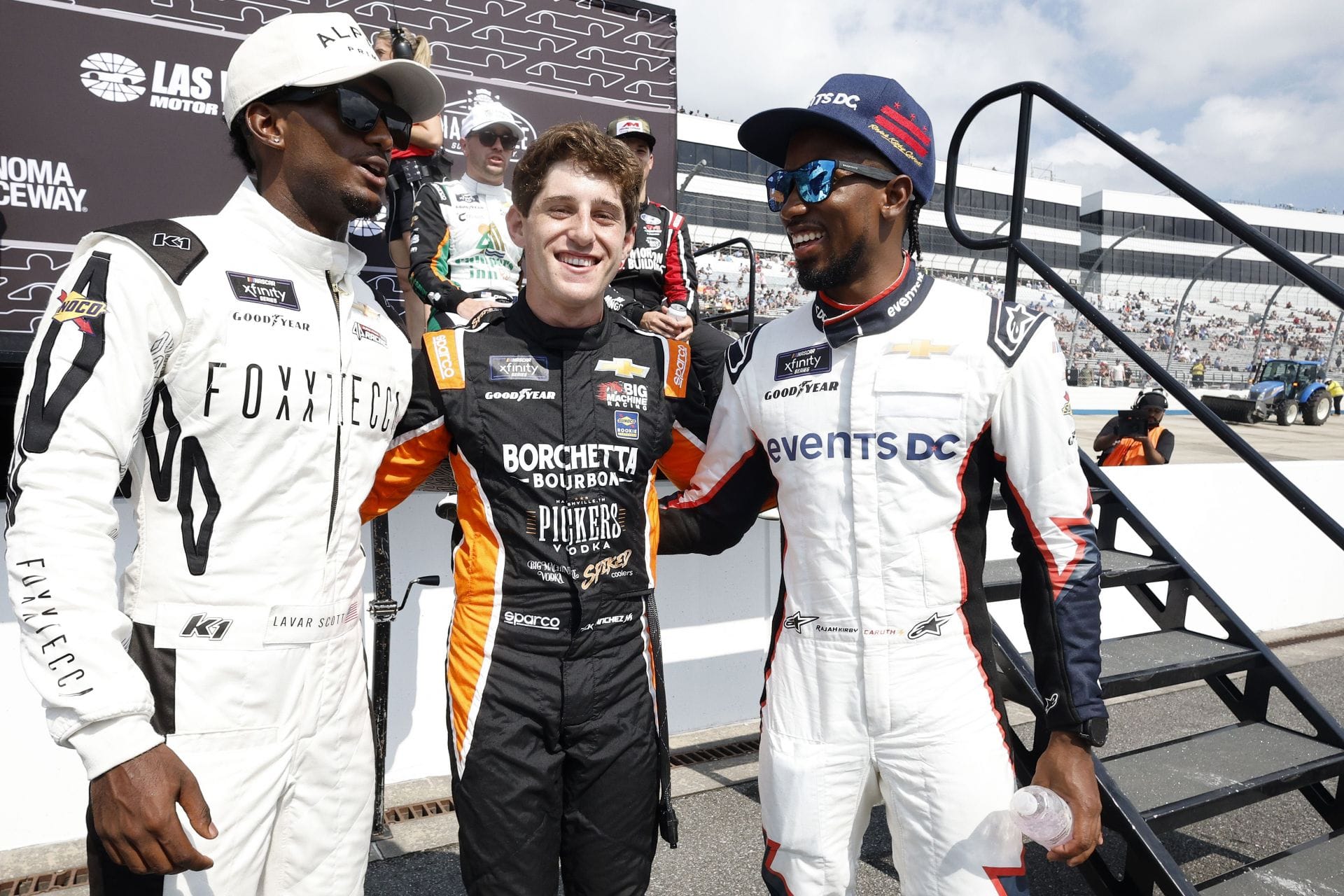 (L-R) Lavar Scott, Nick Sanchez, and Rajah Caruth at Dover Motor Speedway. Source: Getty