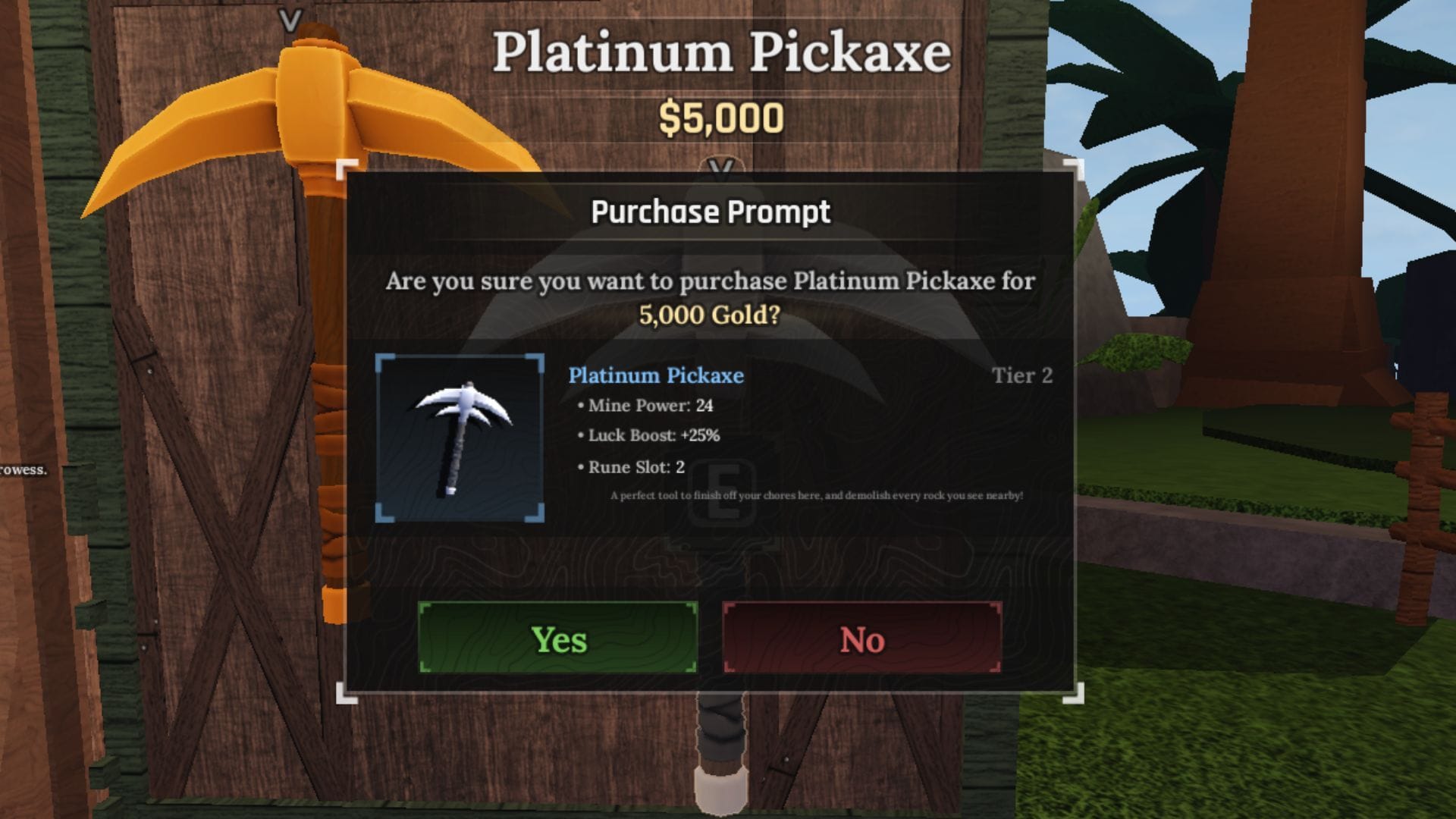 5 things to do before The Forge Weekend update 4 The Platinum Pickaxe (Image via Roblox)