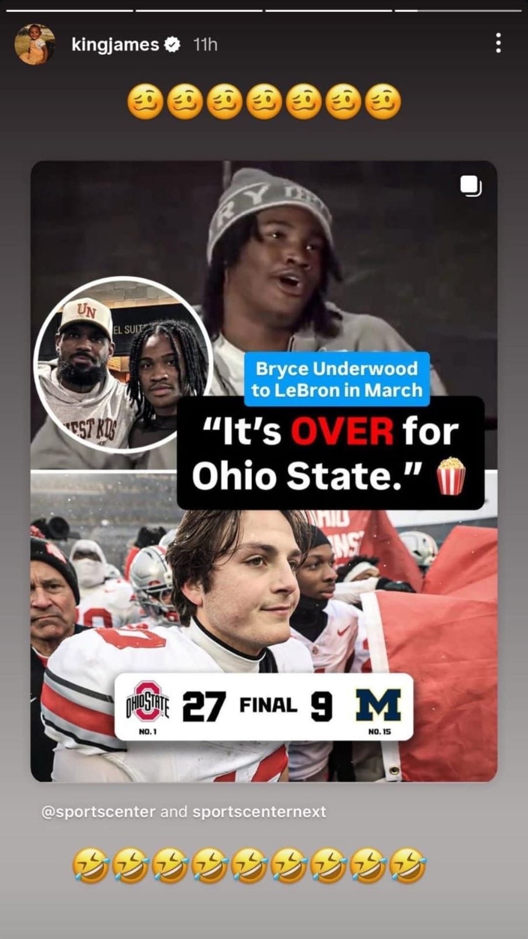 LeBron James&#039; Instagram story