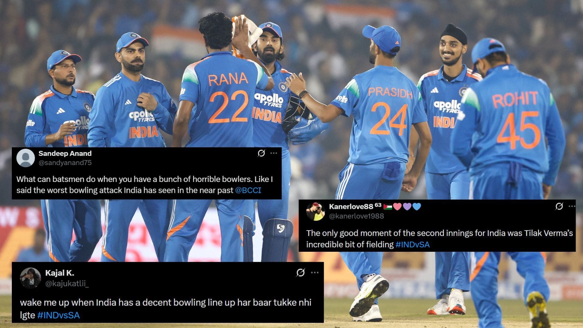 South Africa beat India by 4 wickets in the second ODI (Image Credits: BCCI, @kajukatlii_,@sandyanand75,@kanerlove1988/X)