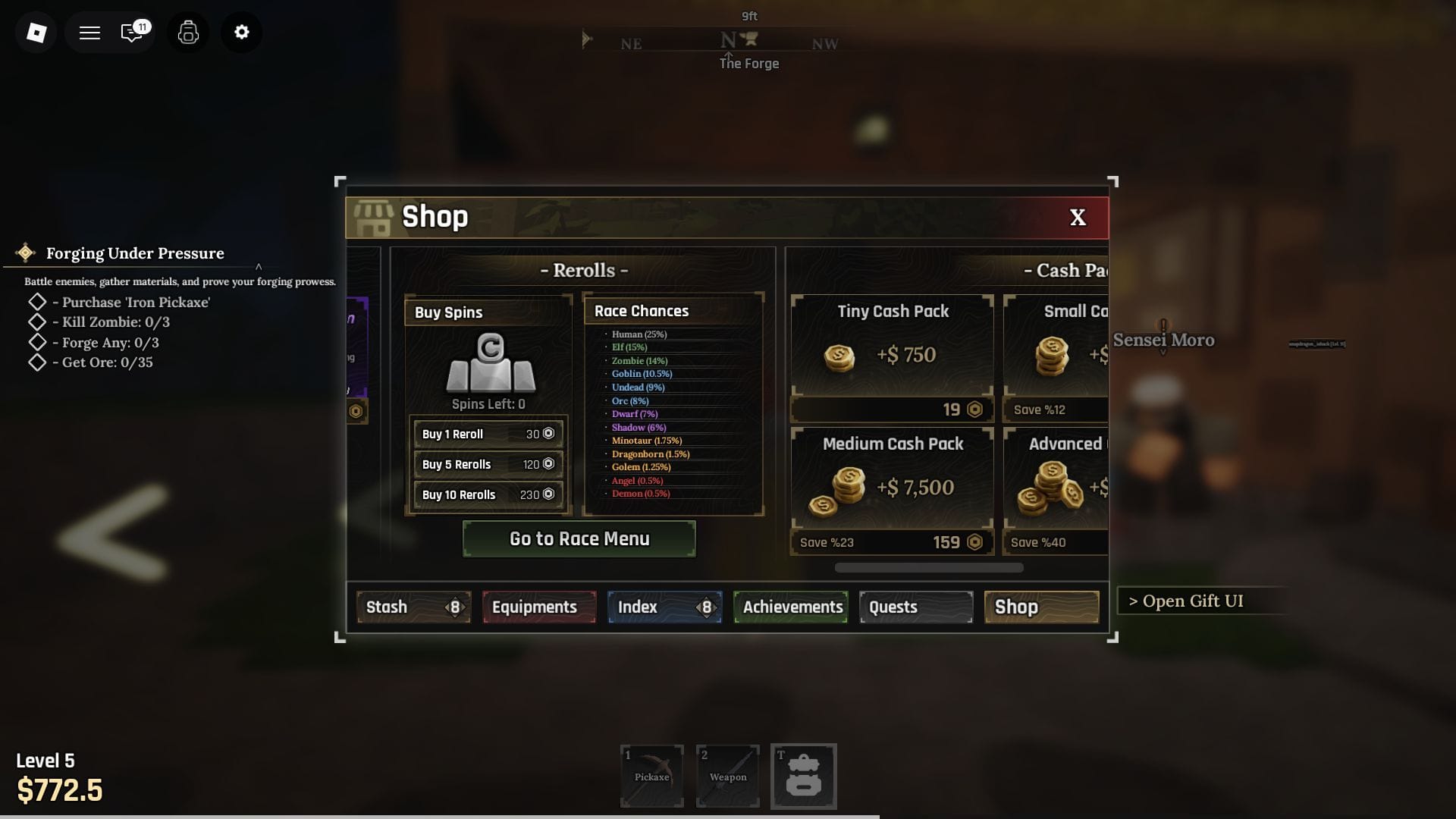 Where to reroll Race in The Forge