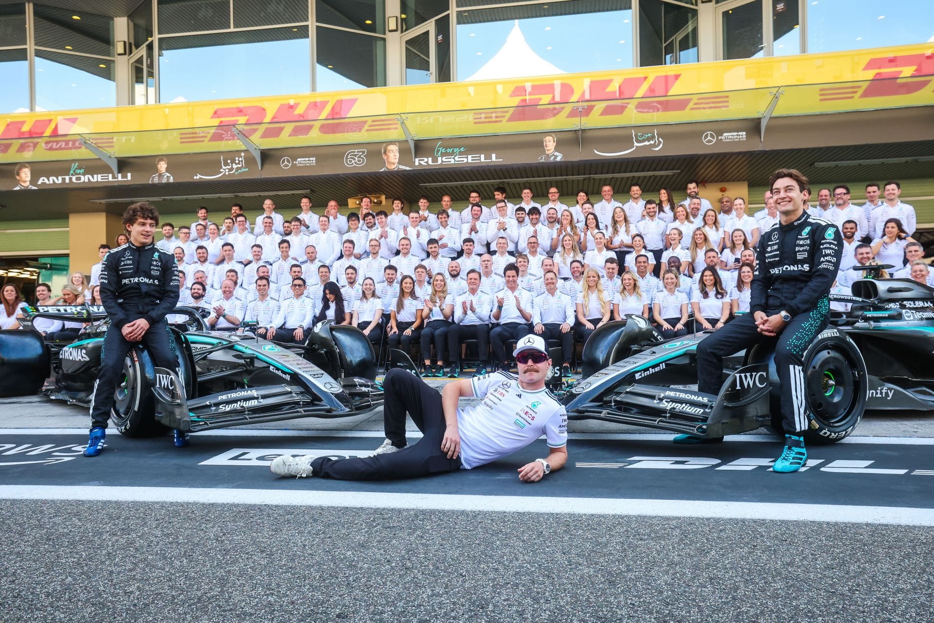 The Mercedes team photo before the F1 Grand Prix of Abu Dhabi. Source: Getty