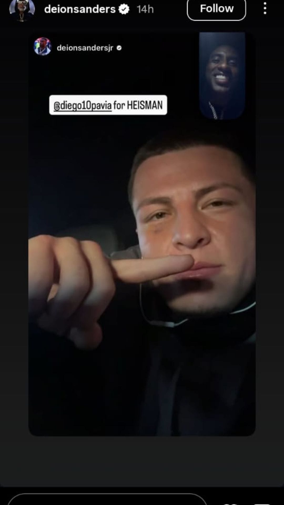 Deion Sanders Instagram story