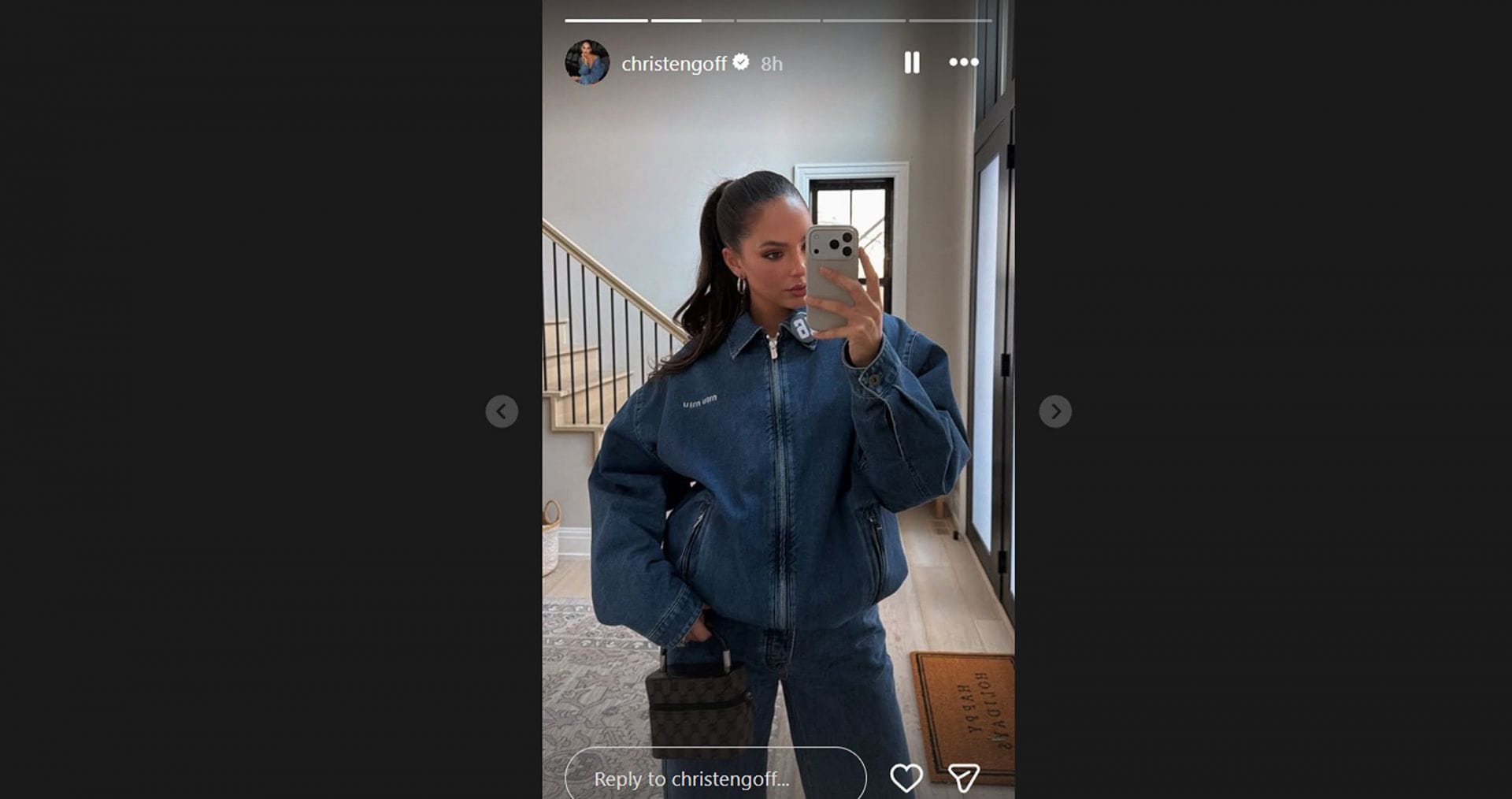 Jared Goff&rsquo;s wife Christen Harper rocks high ponytail with all-denim outfit