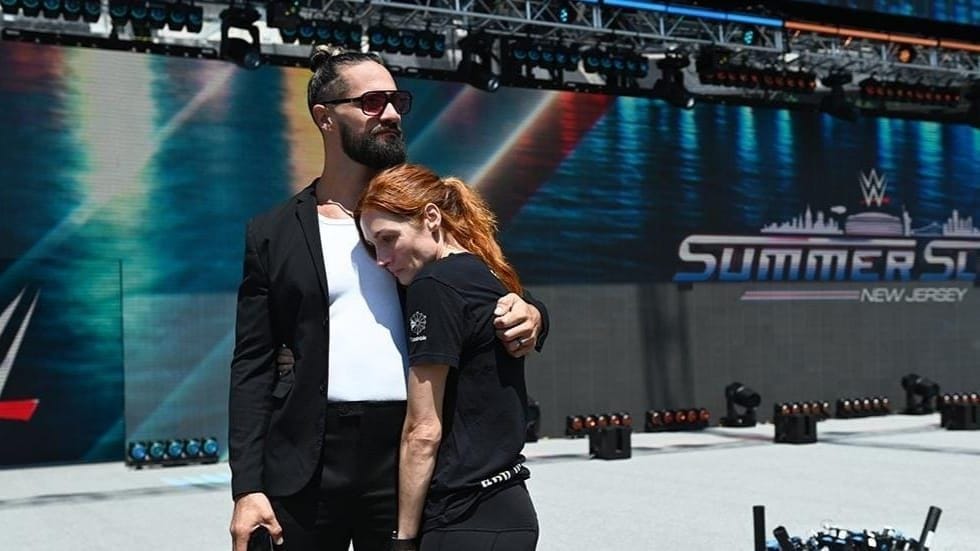 Seth Rollins with Becky Lynch. [Image credits: Netflix Sports on X]