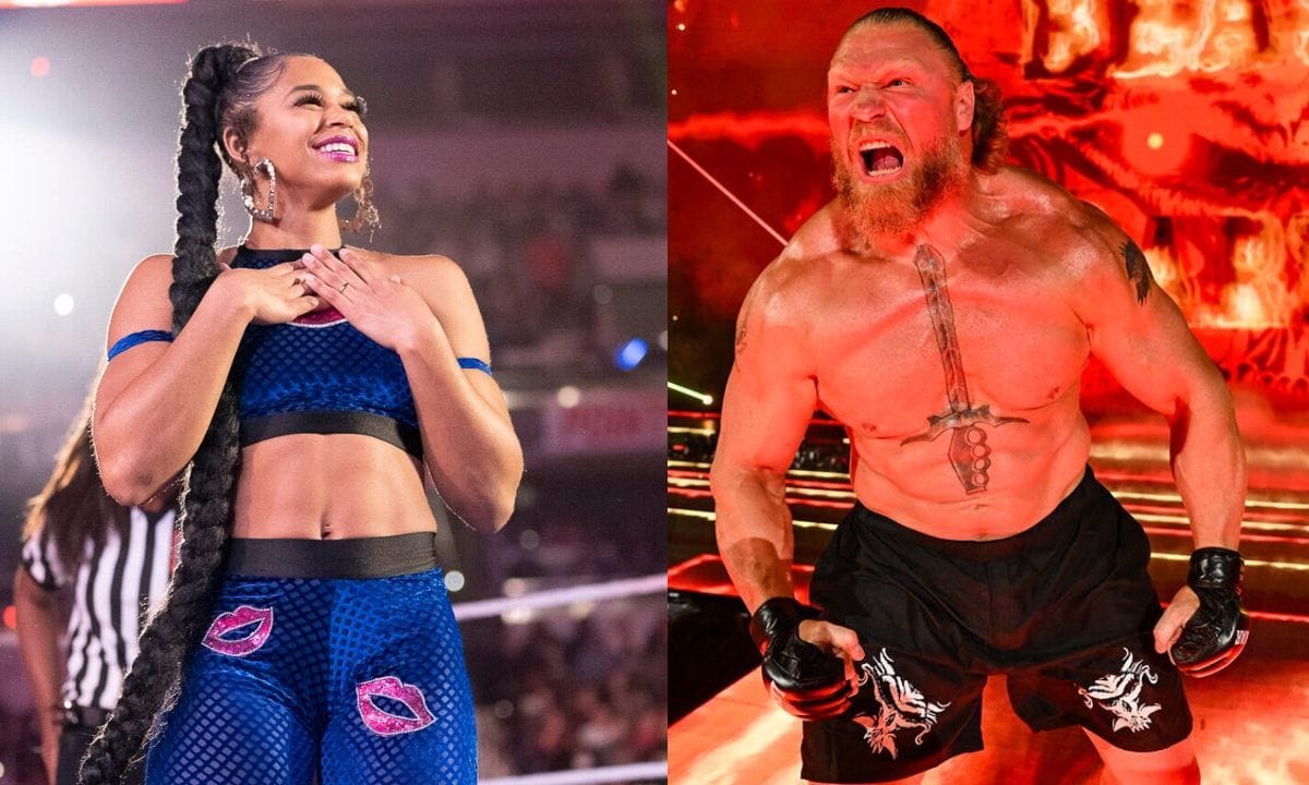 Bianca Belair (L) and Brock Lesnar (R). [Photo credit: WWE.com]